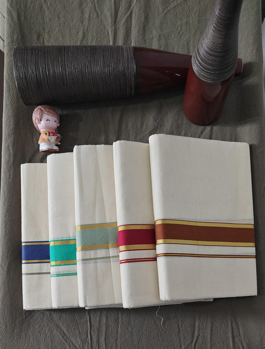 DOUBLE DHOTHI BLUE LINE AND 2 GOLDEN LINE