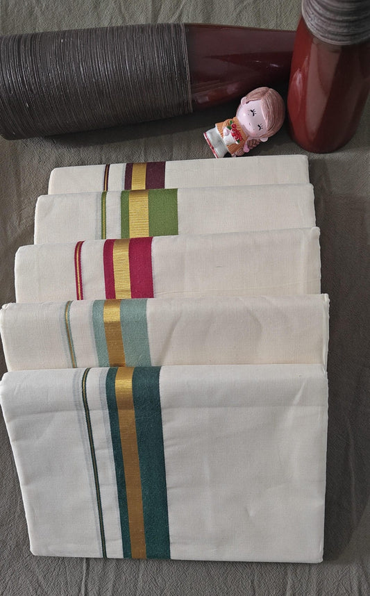 DOUBLE DHOTHI BROWN AND GOLDEN BORDER