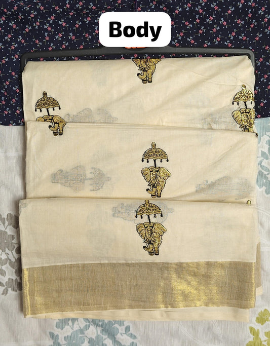 Elephant embroidery saree
