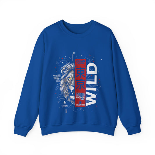 Wild Lion Tokyo Crewneck Sweatshirt — Urban Jungle Graphic Pullover