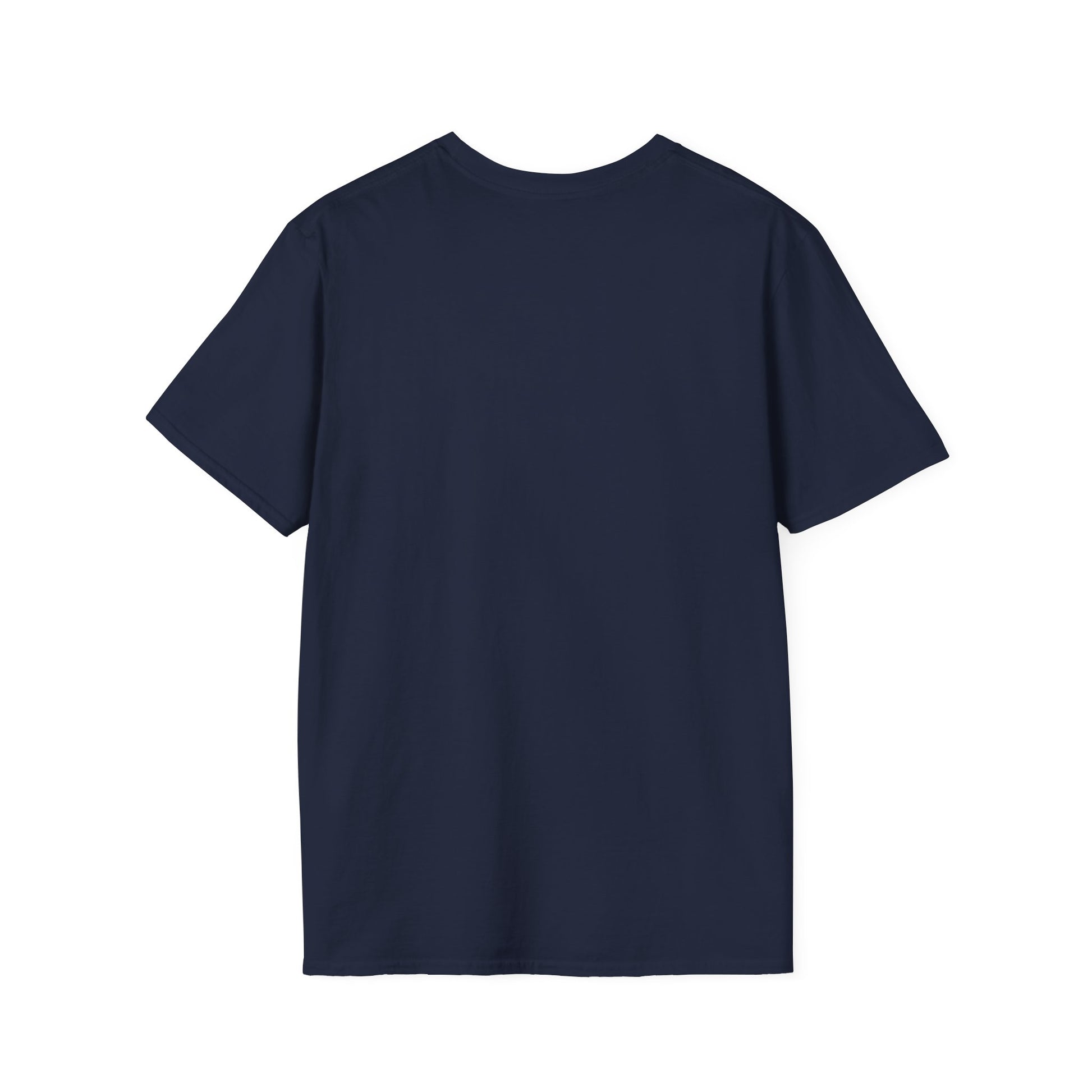 Navy blue t-shirt on a white background