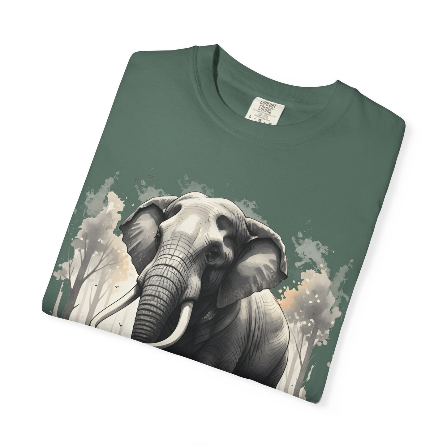 Elephant & Girl Graphic T-Shirt | Vintage Wildlife Illustration T-Shirt for Nature Lovers