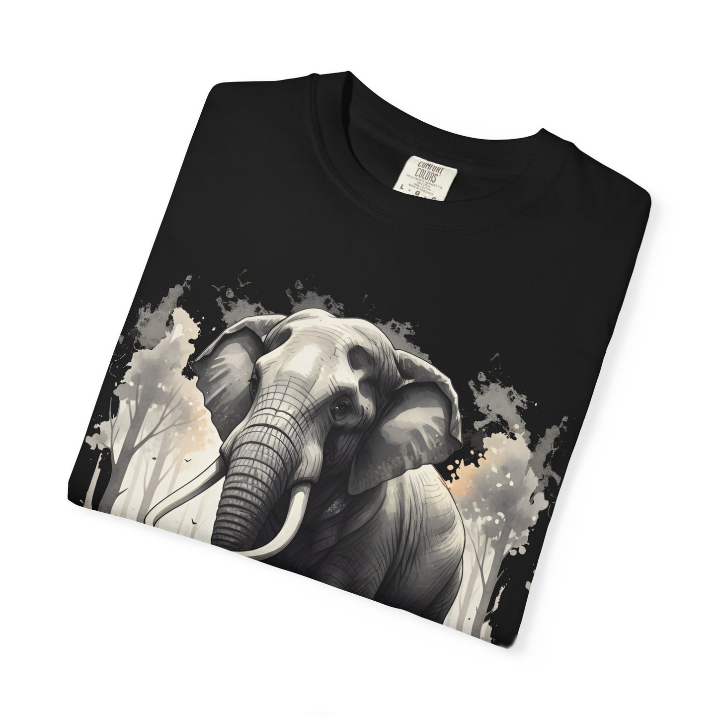 Elephant & Girl Graphic T-Shirt | Vintage Wildlife Illustration T-Shirt for Nature Lovers