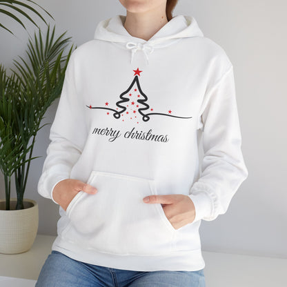 Christmas Tree Hoodie - Minimal 'merry christmas' Holiday Sweatshirt