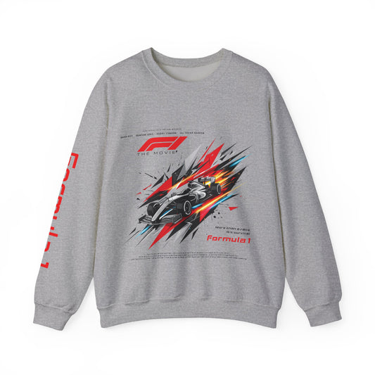 Formula 1 Racing Crewneck Sweatshirt – Speed Car Graphic & ‘Formula 1’ Sleeve Print