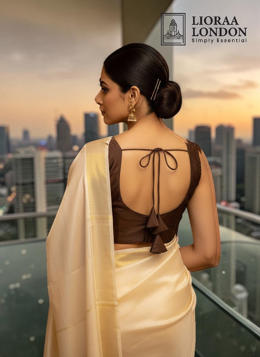 Brown Silk Blouse for Women UK | Sweetheart Neckline, Alterable 40–46