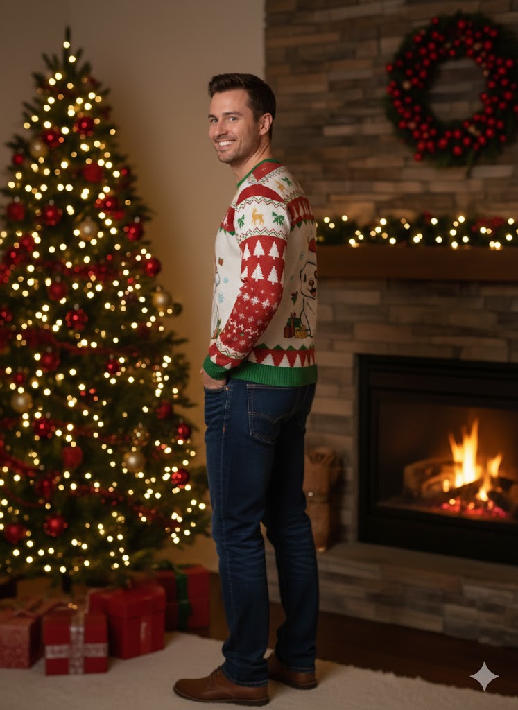 Unisex Cute Santa Puppy Christmas Full Sleeve T-Shirt