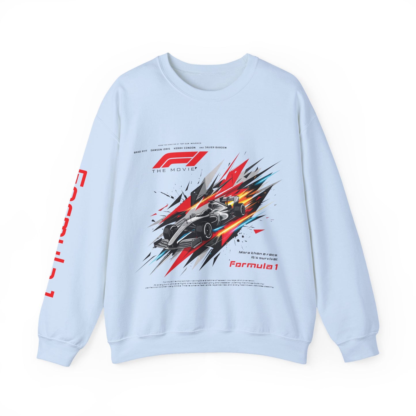 Formula 1 Racing Crewneck Sweatshirt – Speed Car Graphic & ‘Formula 1’ Sleeve Print