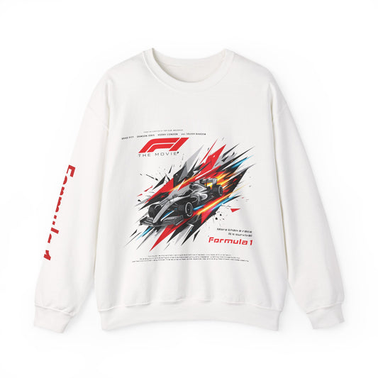 Formula 1 Racing Crewneck Sweatshirt – Speed Car Graphic & ‘Formula 1’ Sleeve Print