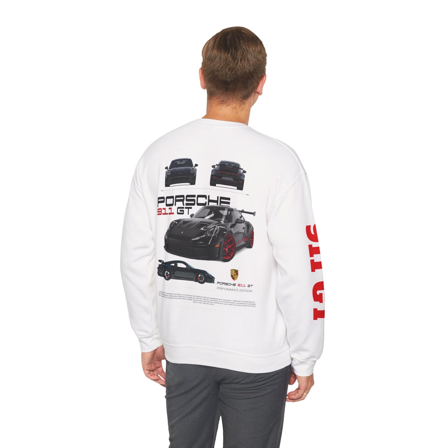 Back Side of Porsche 911 GT Crewneck Sweatshirt