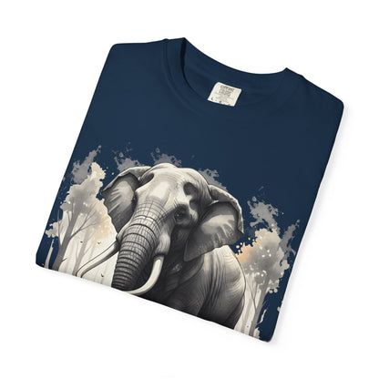 Elephant & Girl Graphic T-Shirt | Vintage Wildlife Illustration T-Shirt for Nature Lovers
