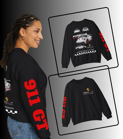 Black 911 GT Car Lover Crewneck Sweatshirt | Sports Car Graphic Pullover