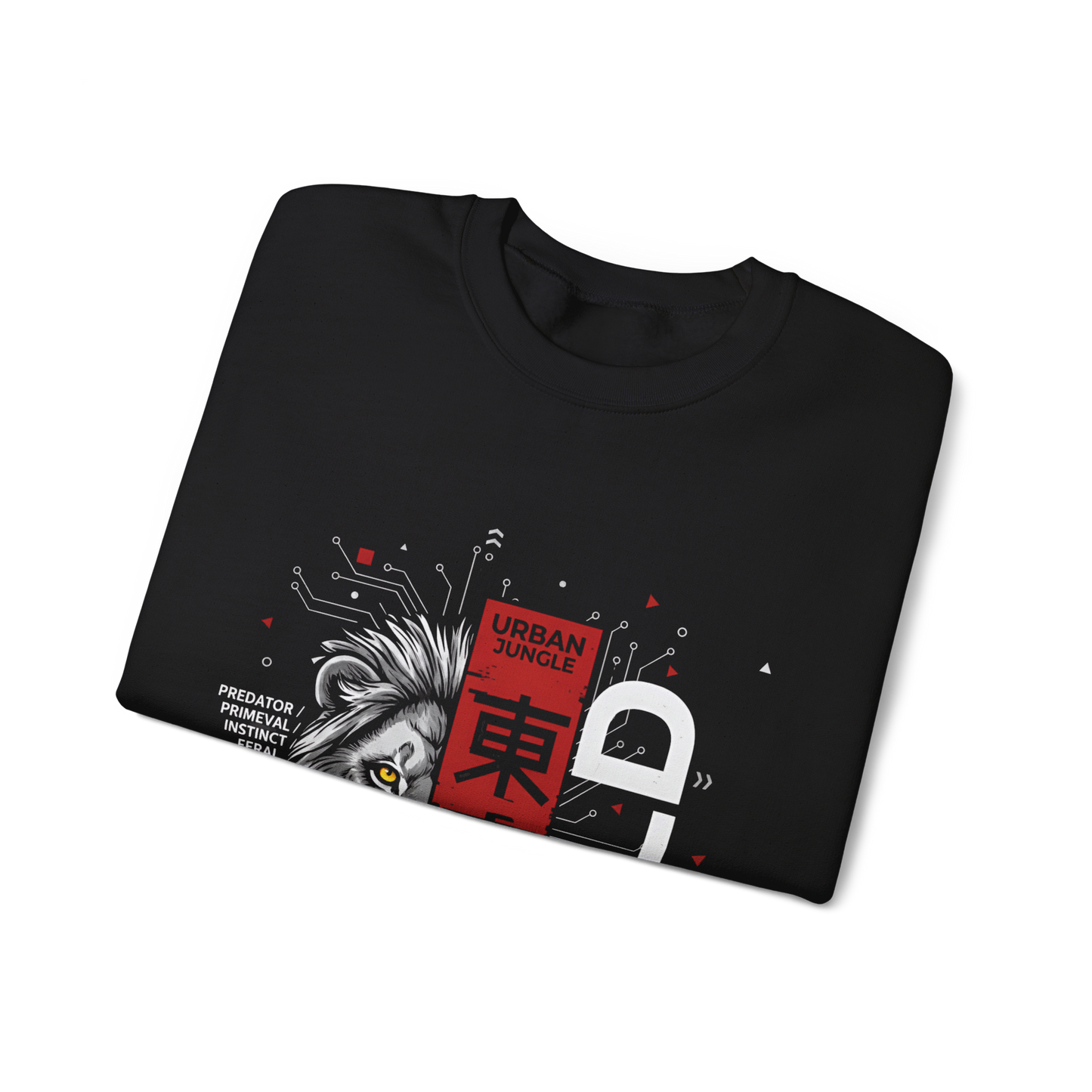 Wild Lion Tokyo Crewneck Sweatshirt — Urban Jungle Graphic Pullover