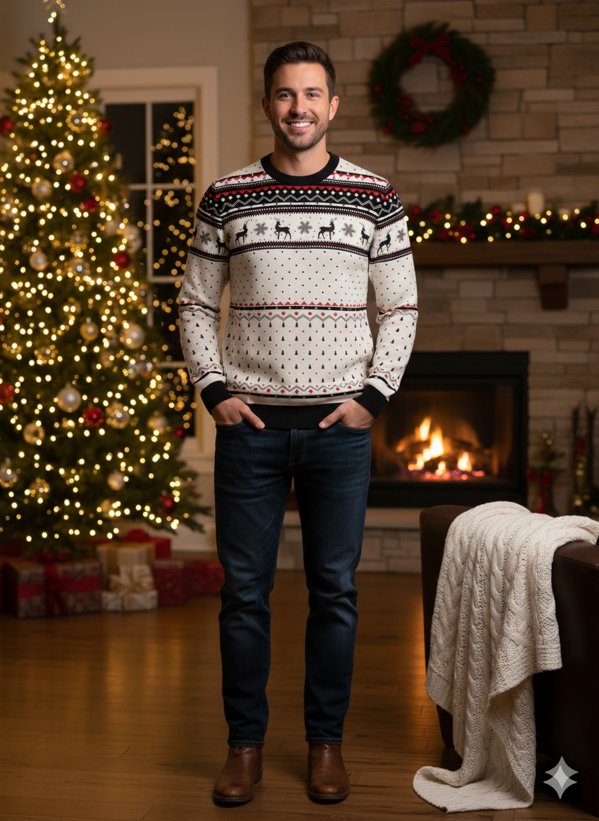 Unisex Reindeer Christmas Full Sleeve T-Shirt – Premium Sublimation Print