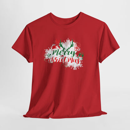 Red Comfort-Fit Merry Christmas Unisex Heavy Cotton T-Shirt