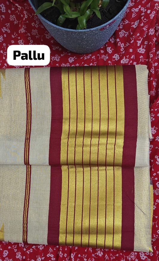 Golden temple design  plain body colour heavy Saree