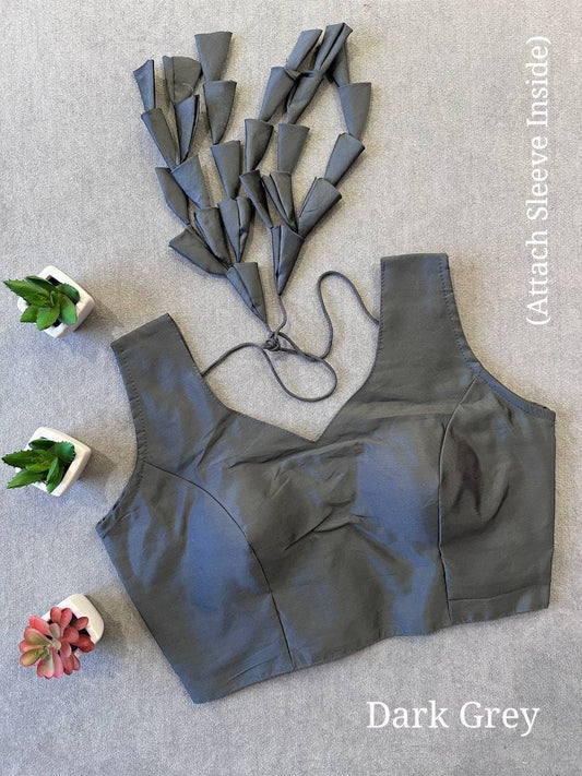 DARK GREY COLOUR SILK BLOUSES
