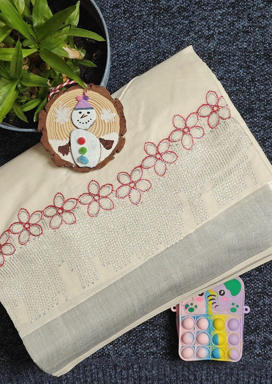 Saree With Floral Embroidery
