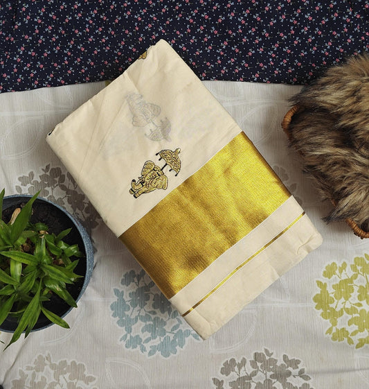 Elephant embroidery saree