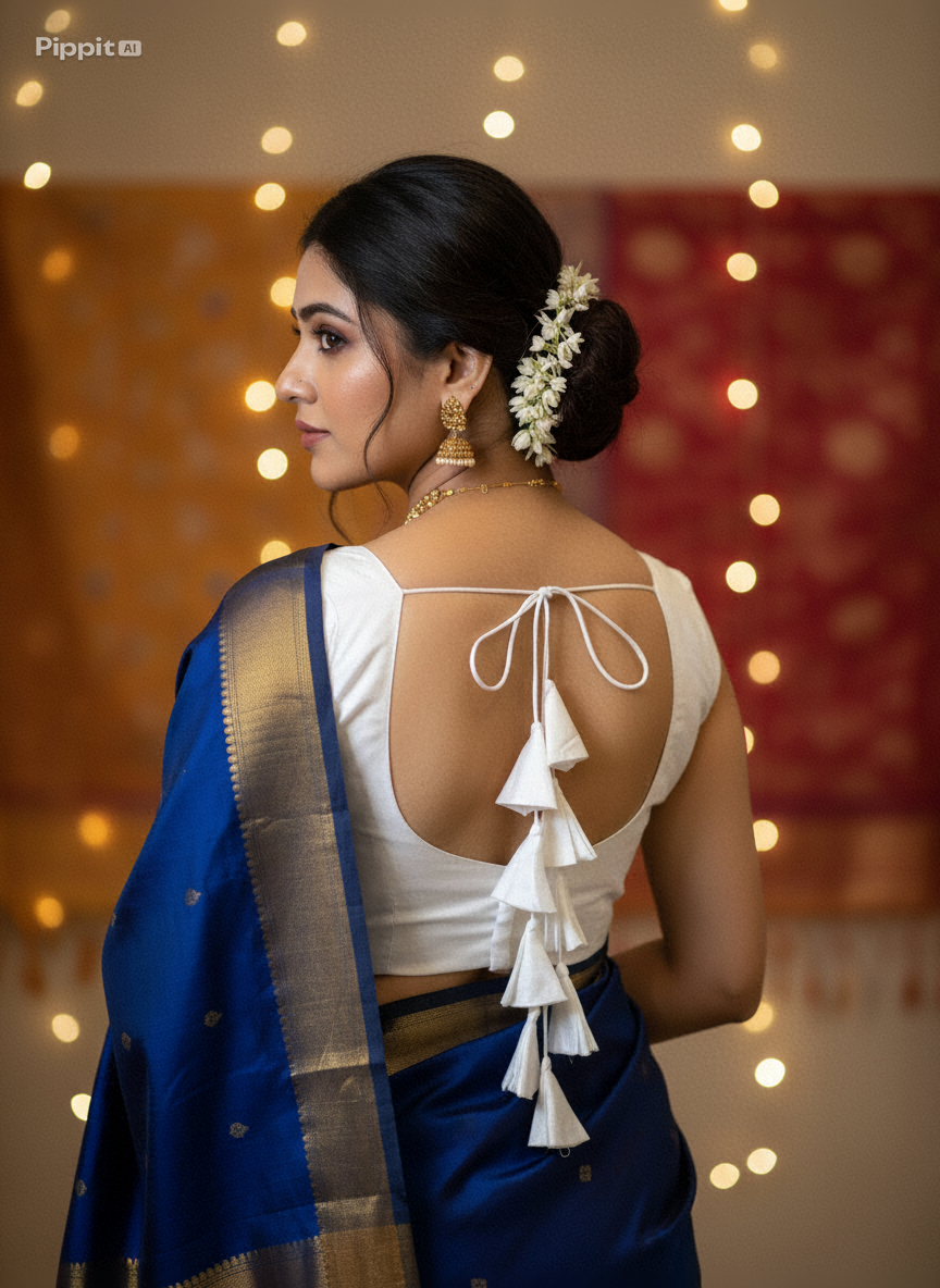 White Silk Blouse for Women | Sweetheart Neckline, Padded, Sleeves attached, Size Alterable 40 - 46