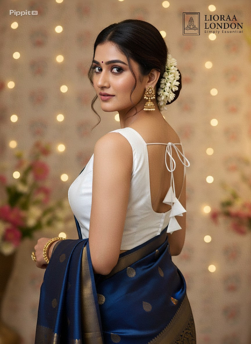White Silk Blouse for Women UK | Sweetheart Neckline, Size Alterable 40–46 – Lioraa London