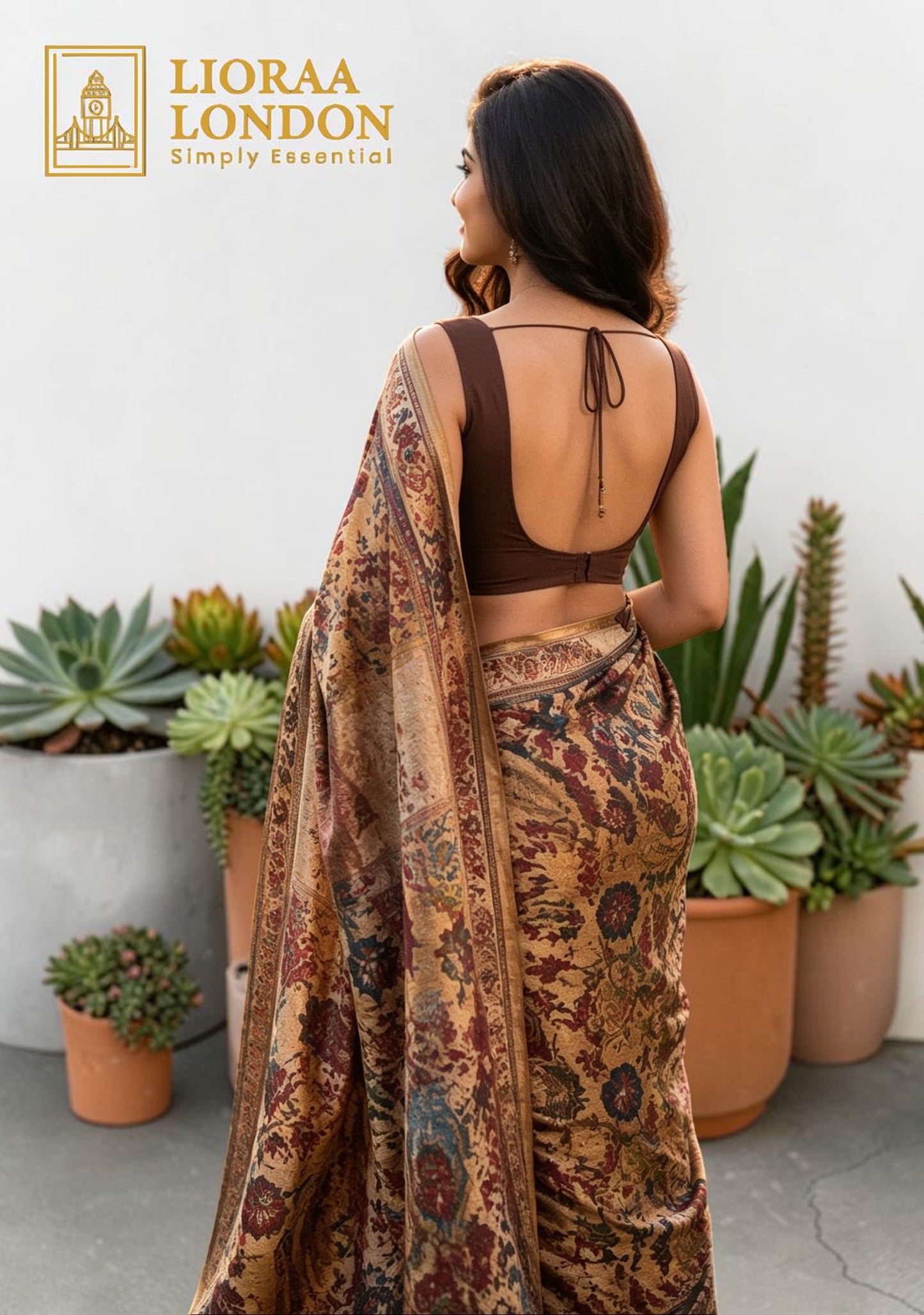 Dark Chocolate Brown Colour Silk Blouse for Women | Sweetheart Neckline, Padded, Sleeves attached, Size Alterable 40 - 46